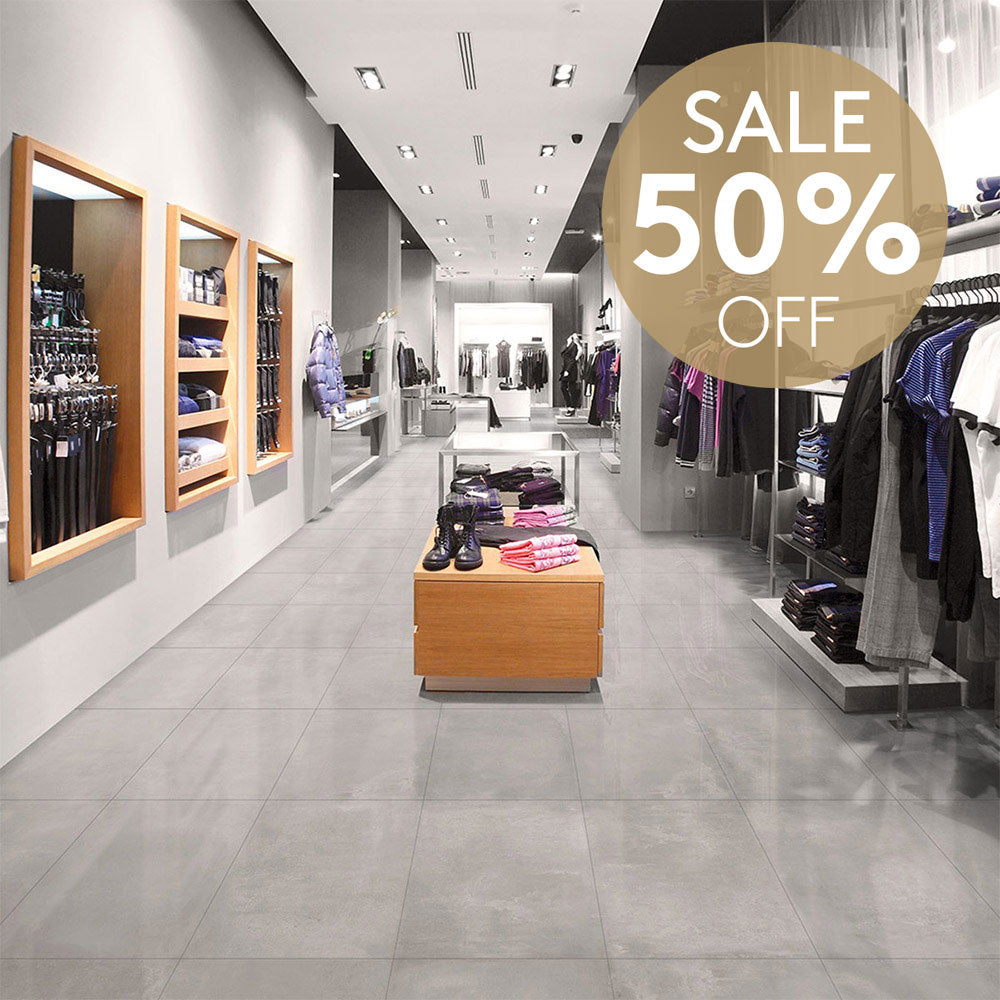 Toccata Light Grey 900x900 Concrete Look Lappato Porcelain Tile