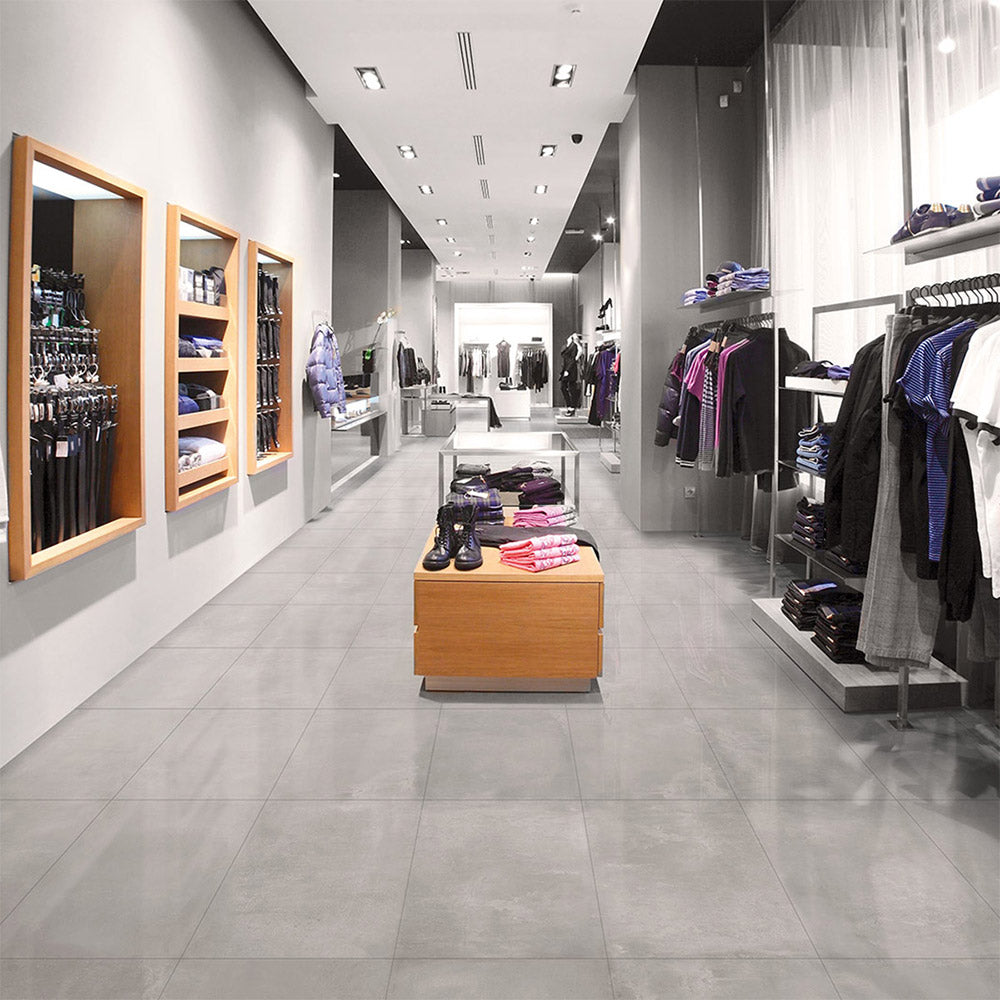 Toccata Light Grey 900x900 Concrete Look Lappato Porcelain Tile