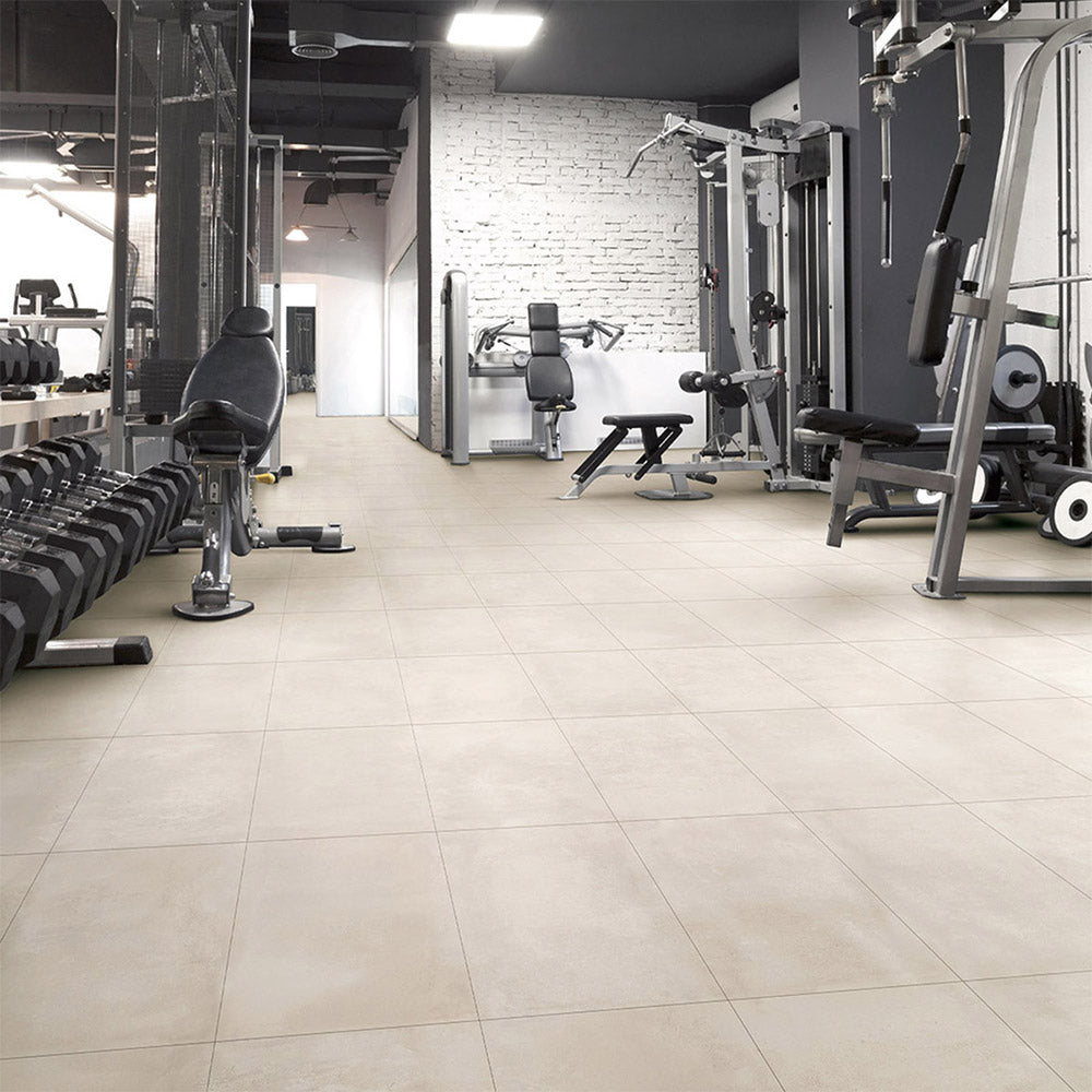 Toccata White 900x900 Concrete Look Lappato Porcelain Tile