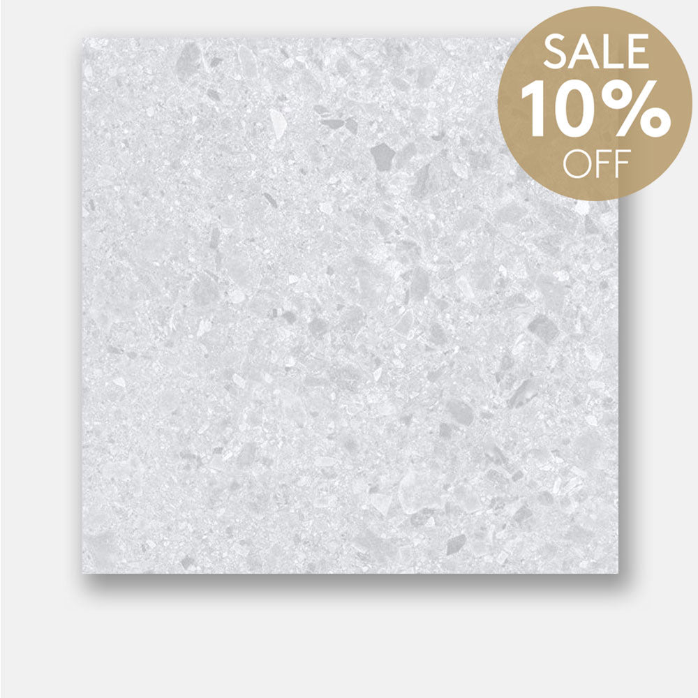 Verona White 600x600 Matt Terrazzo Porcelain Tile
