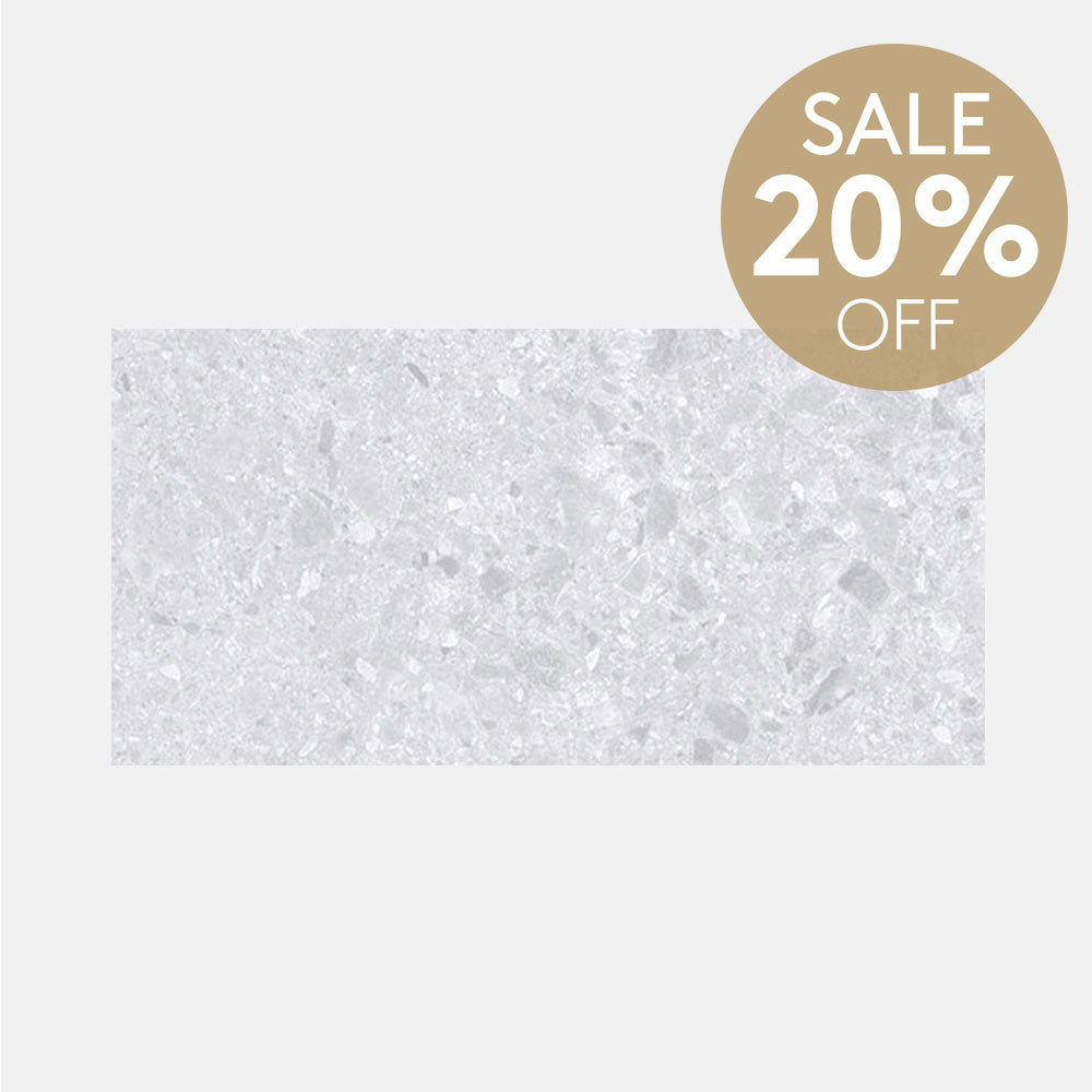 Verona White 300x600 Matt Terrazzo Porcelain Tile