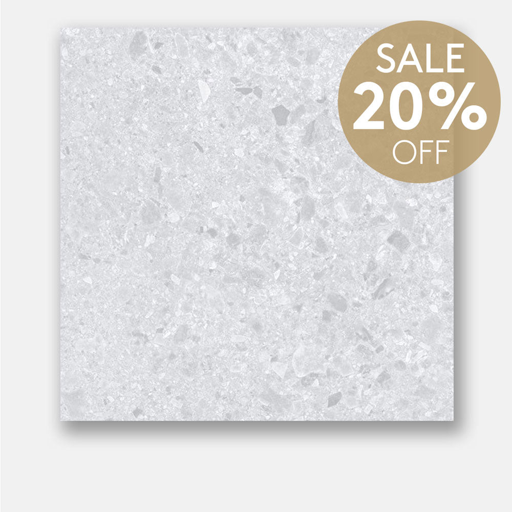 Verona White 600x600 Matt Terrazzo Porcelain Tile