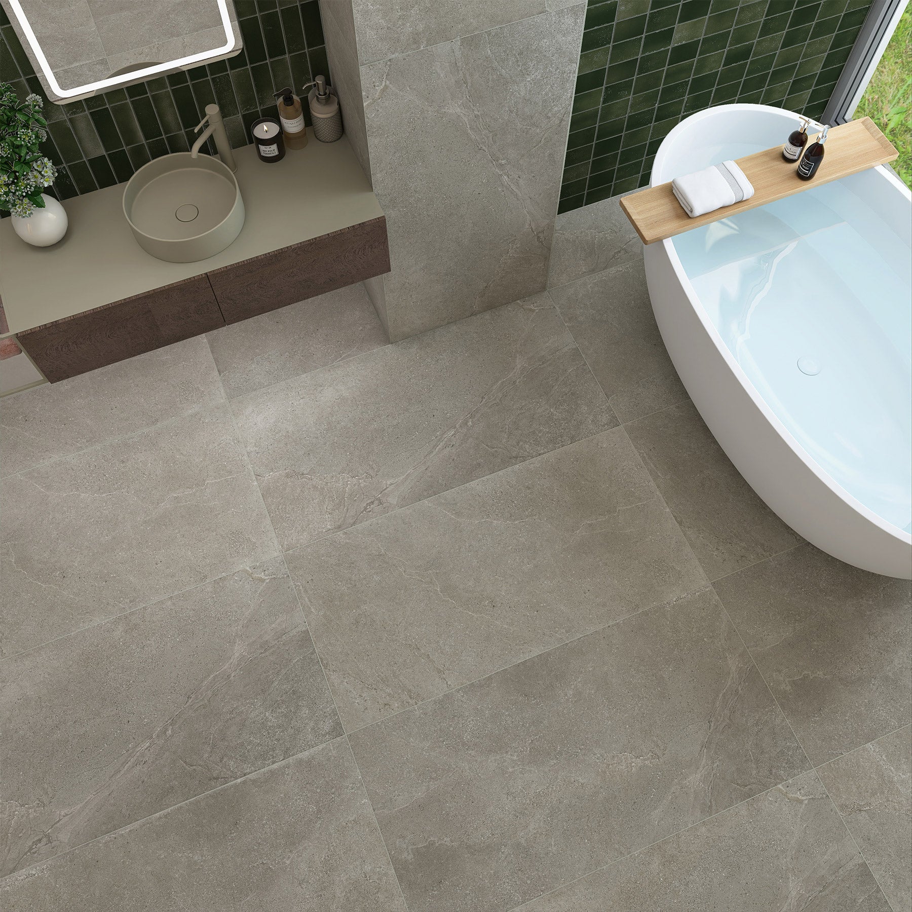 Vietri Forest Green 150x50 Gloss Zellige Subway Hand Made Tile