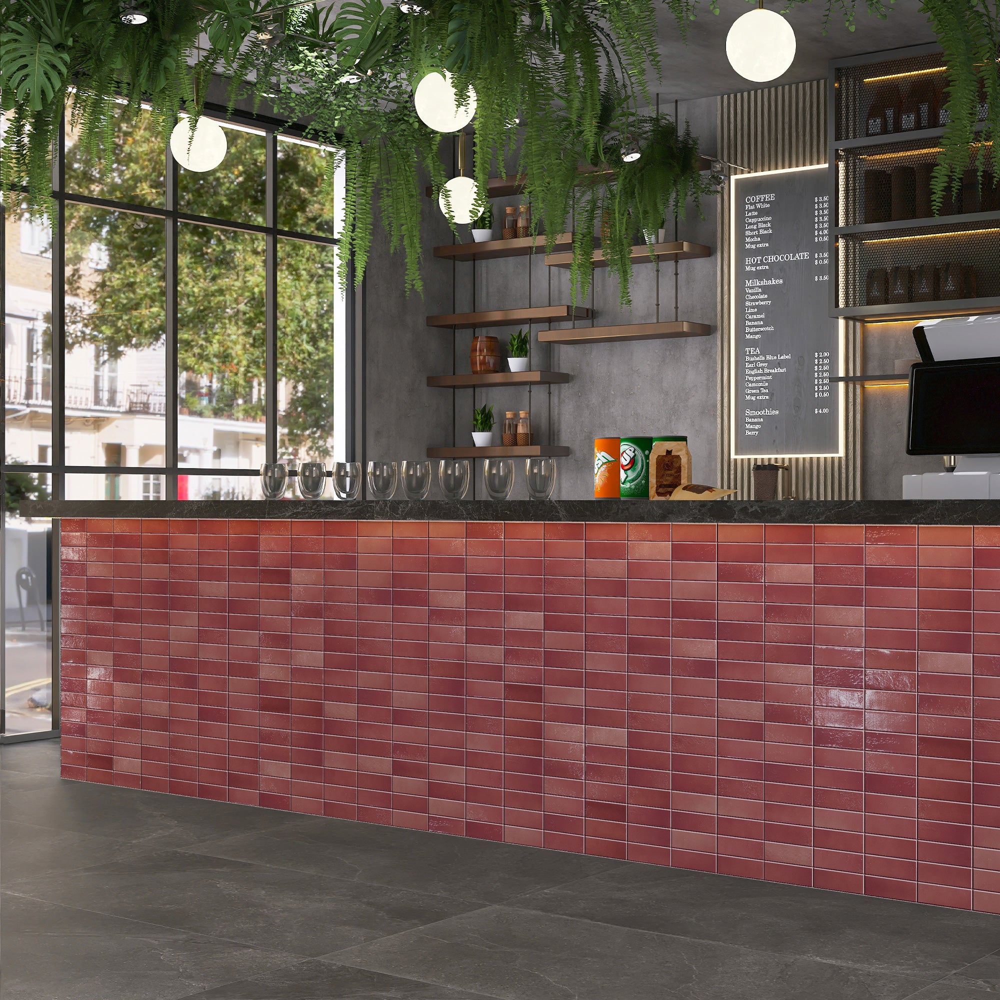 Vietri Rusty Pink 150x50 Gloss Zellige Subway Hand Made Tile