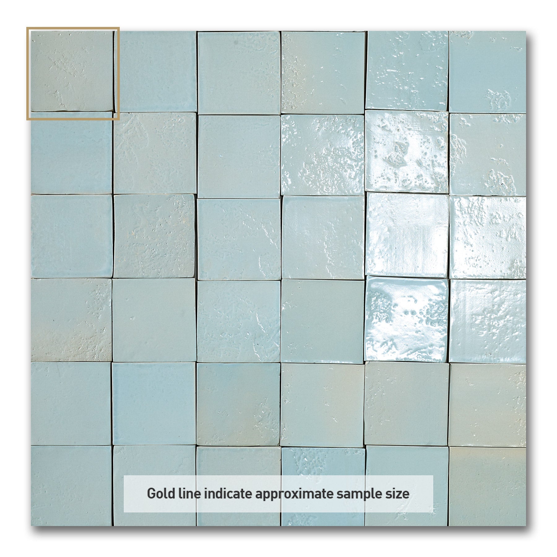 Vietri Seafoam Blue 100x100 Gloss Zellige Square Hand Made Tile