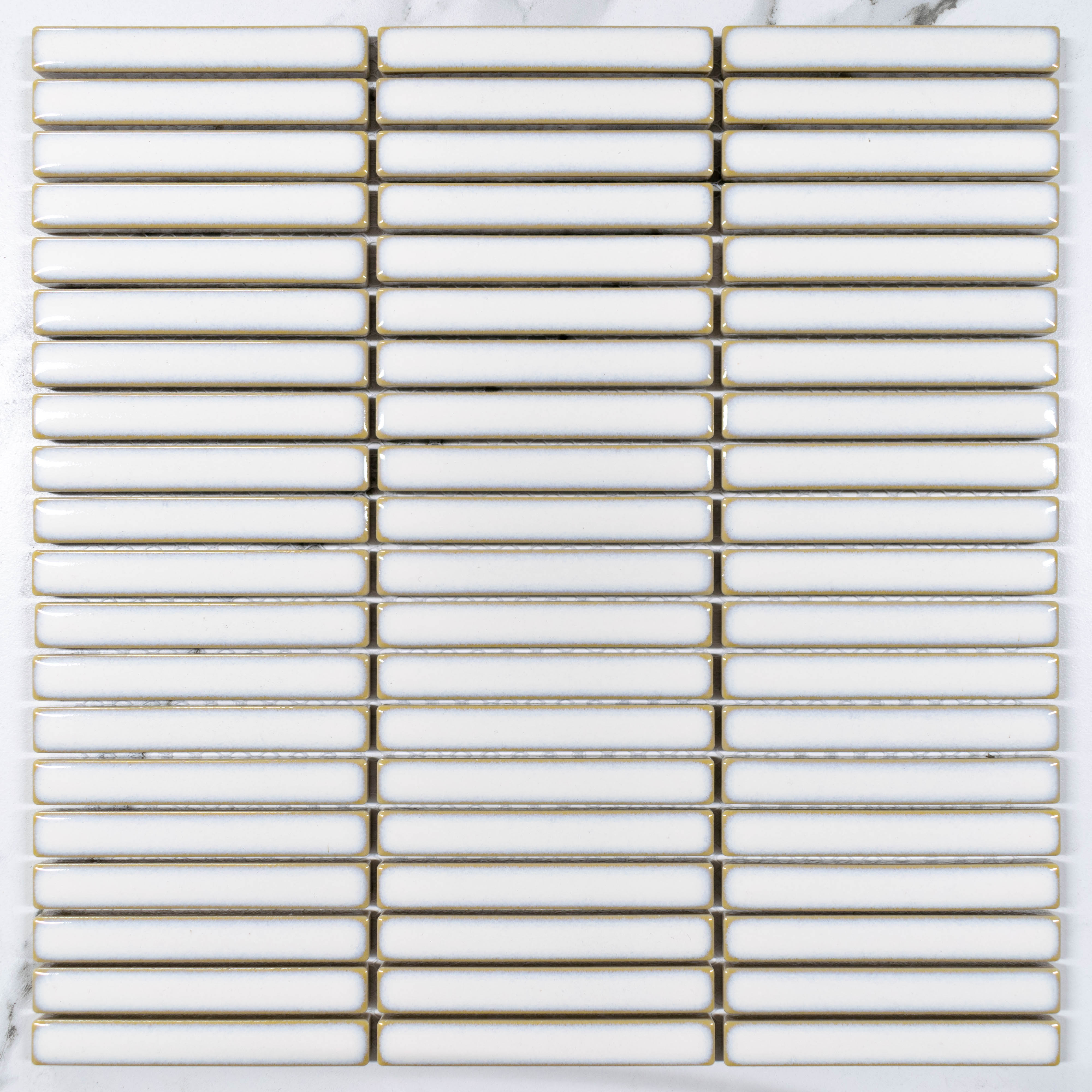 Kyoto White Kit Kat Gloss Mosaic Tile