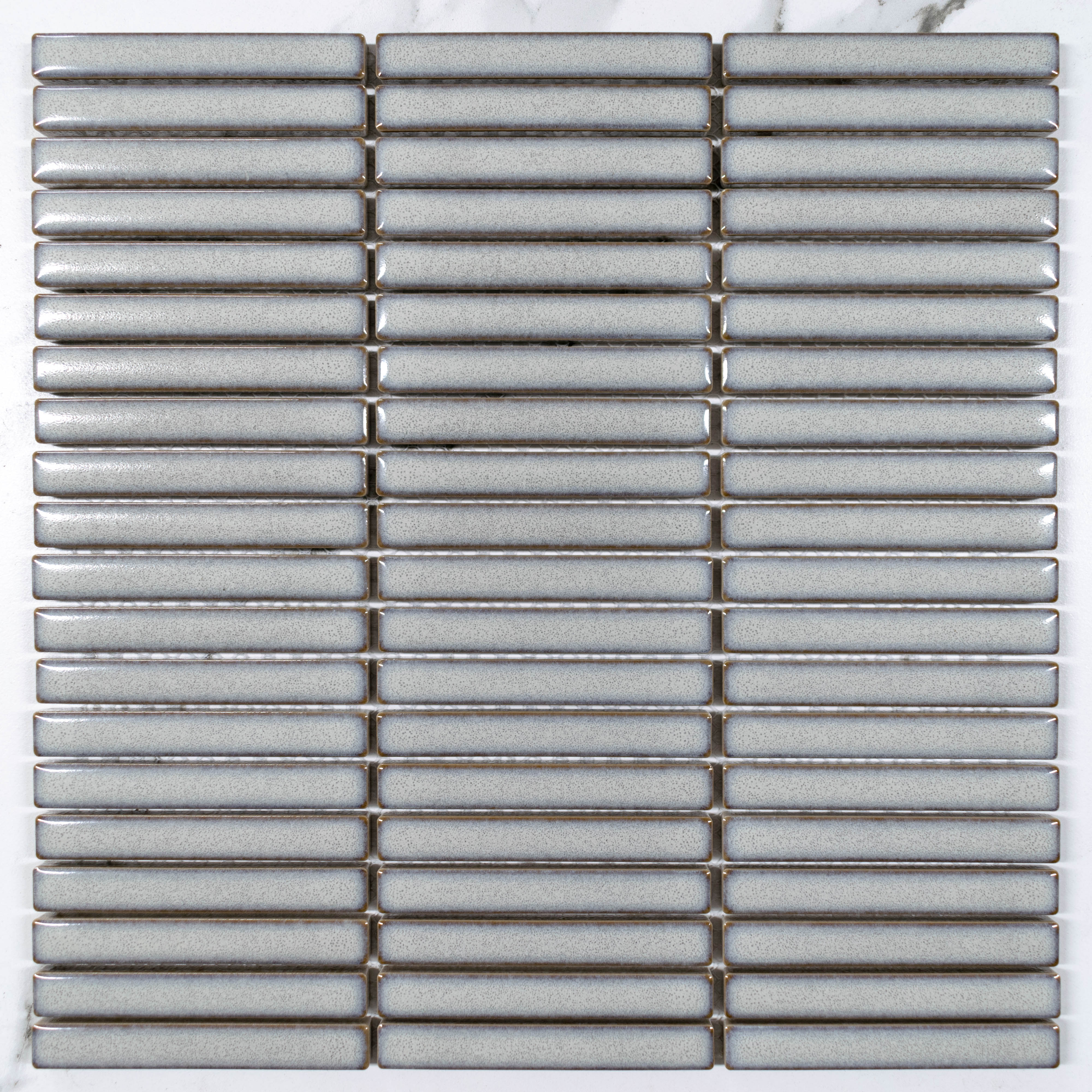 Kyoto Light Grey Kit Kat Gloss Mosaic Tile