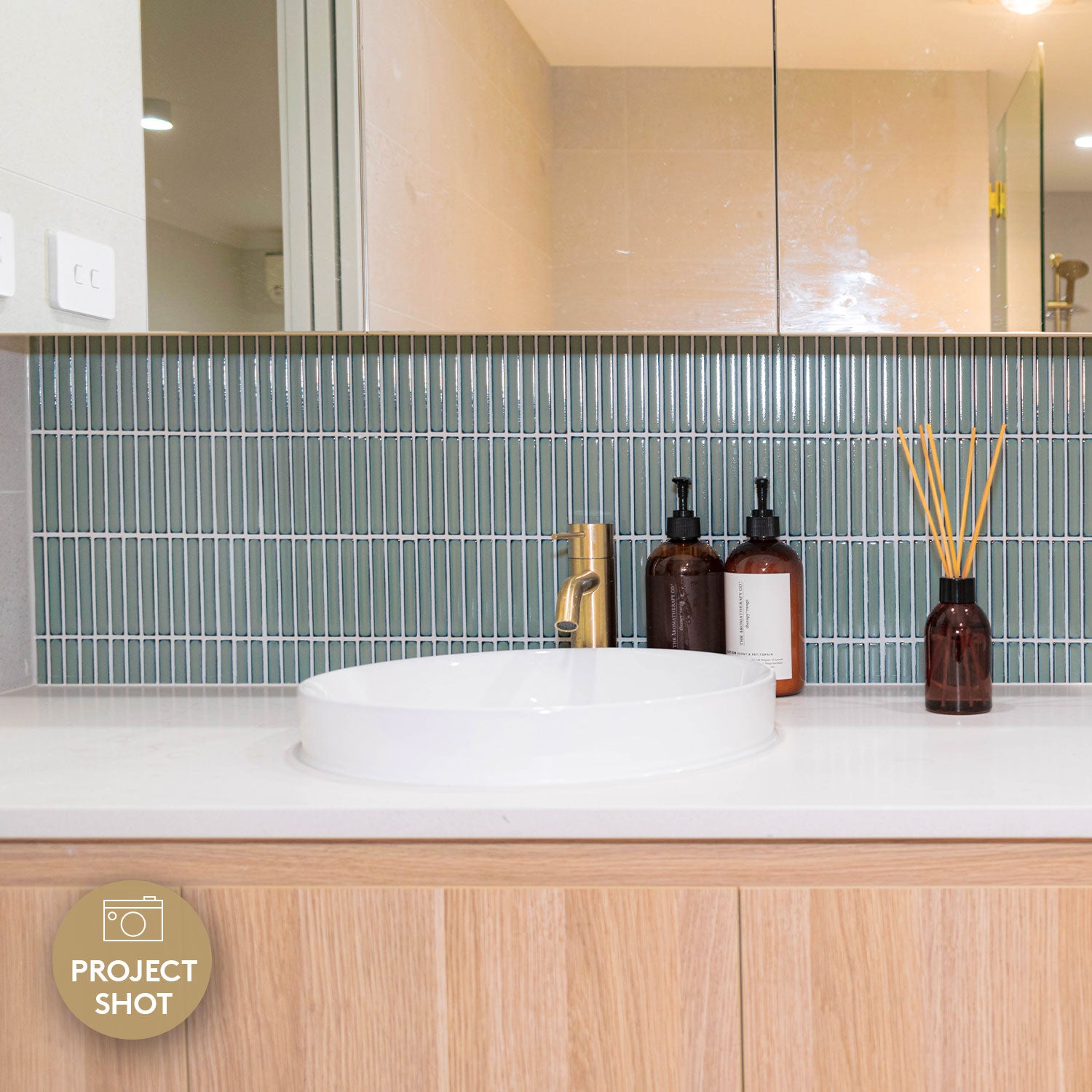 Kyoto Light Green Kit Kat Gloss Mosaic Tile