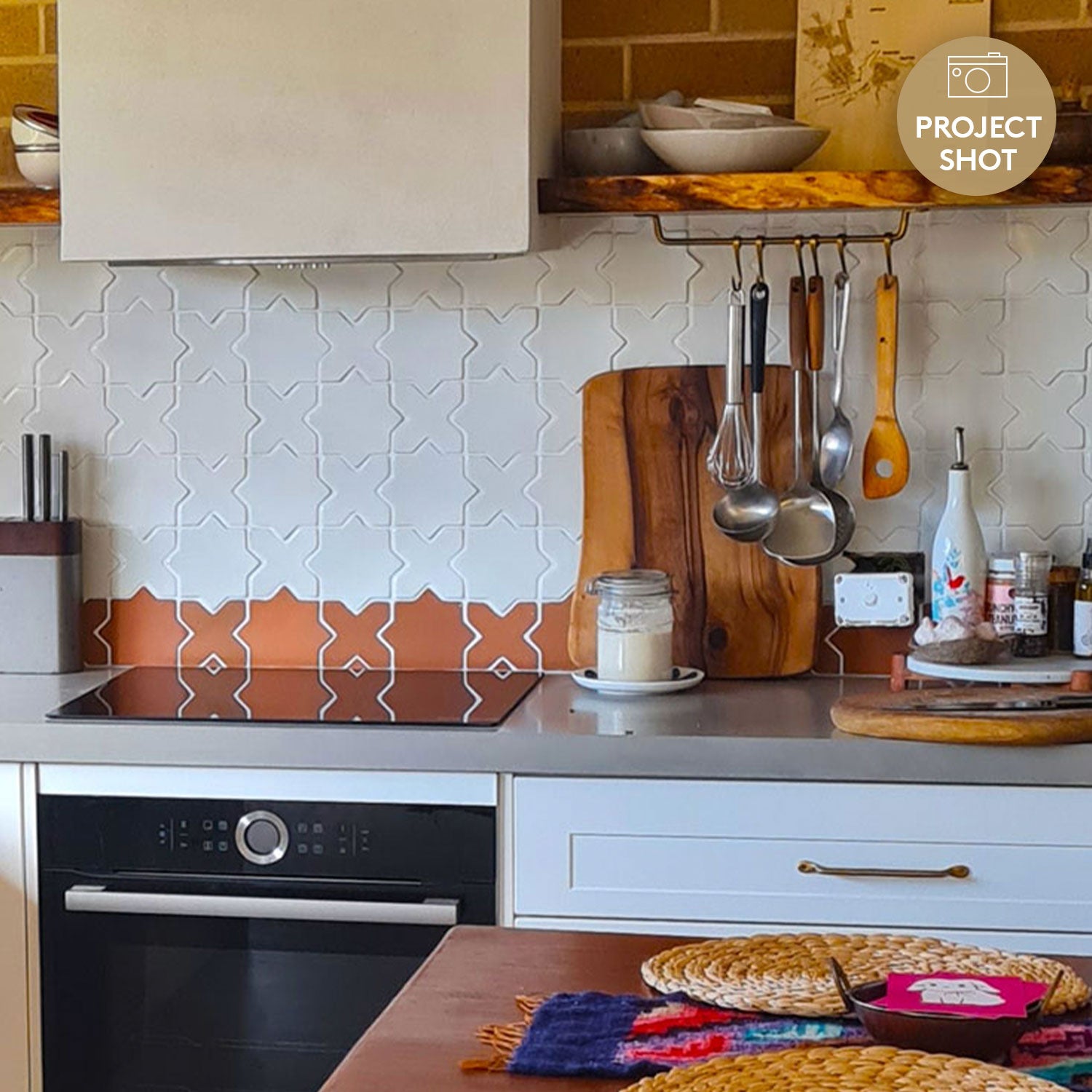 San Miguel White 100x100 Star & Cross Gloss Hand Made Mosaic