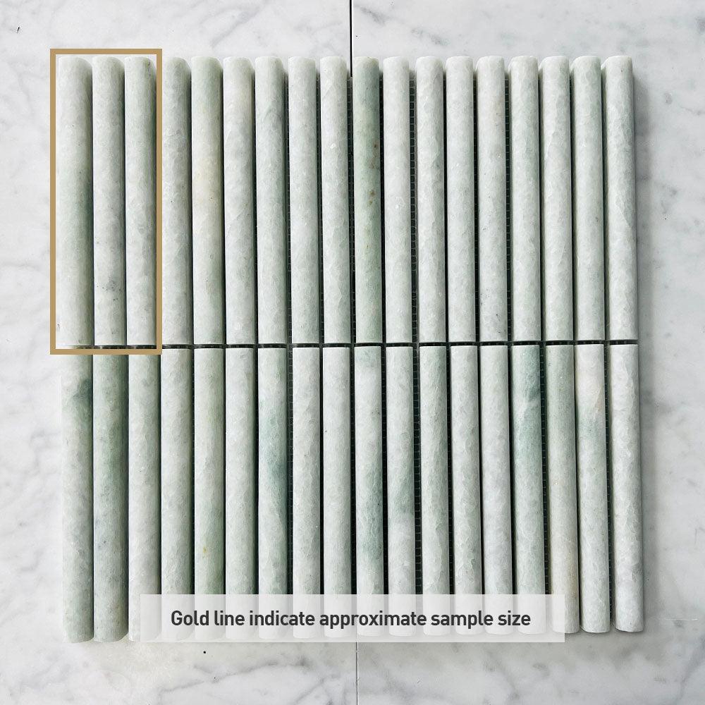 Athena Round Ming Green 152x15x12 Honed Marble Mosaics (per sheet) - Tile Lane