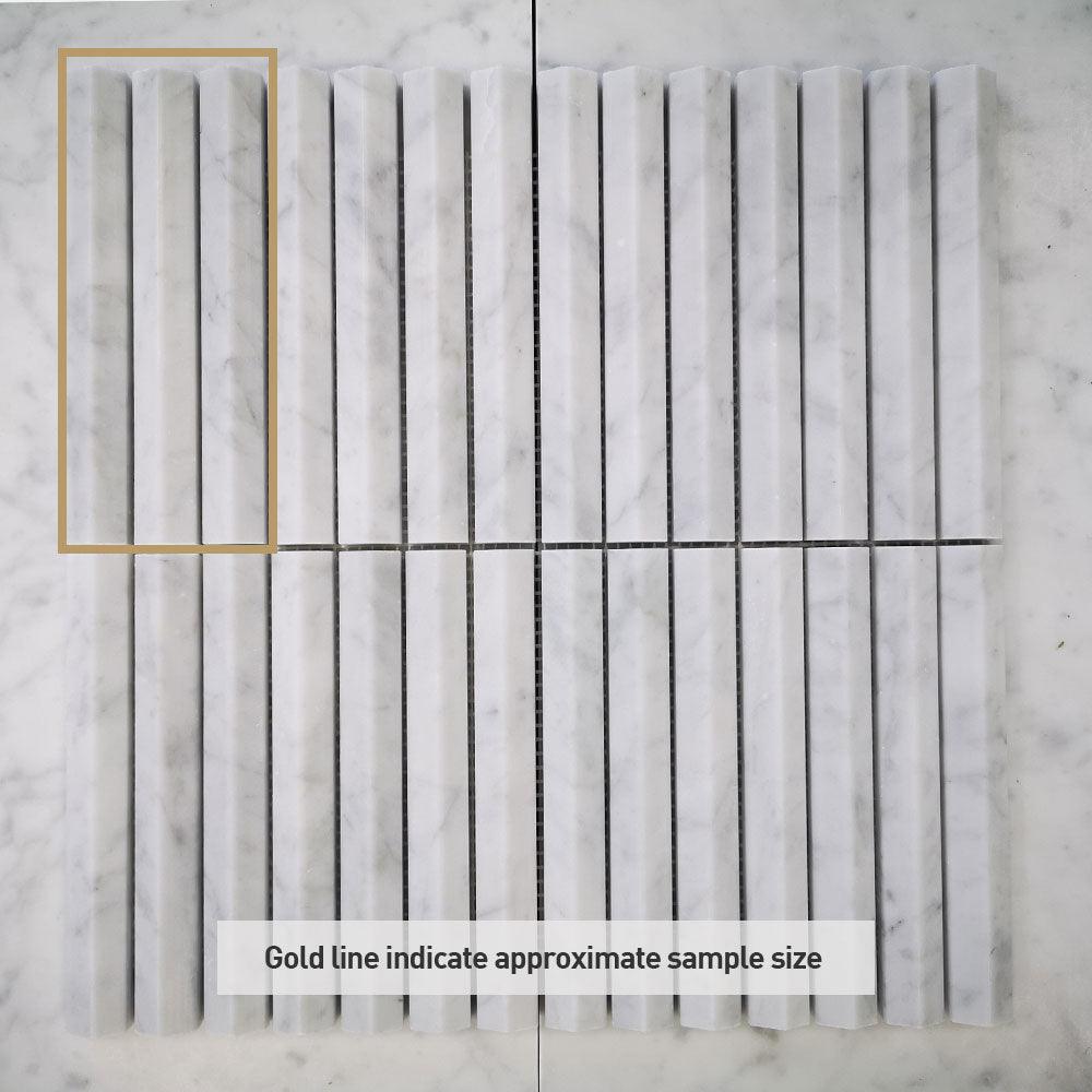 Athena Triangle Carrara White 152x20x12 Honed Marble Mosaics (per sheet) - Tile Lane