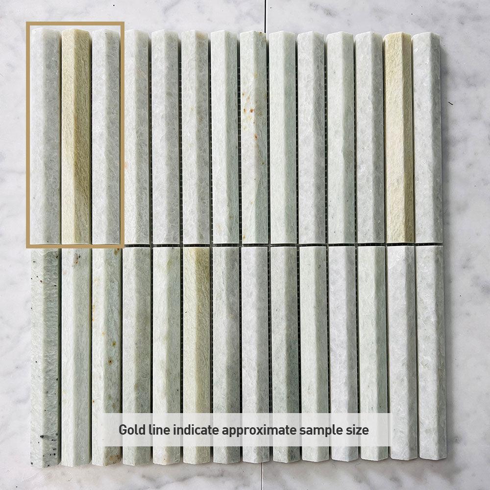 Athena Triangle Ming Green 152x20x12 Honed Marble Mosaics (per sheet) - Tile Lane