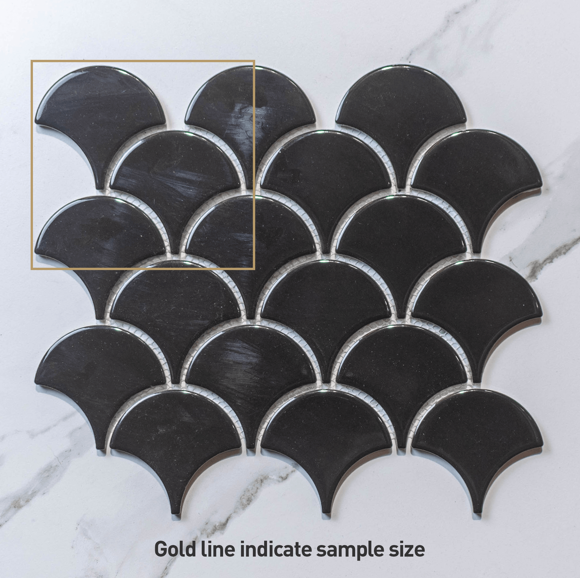 Crystal Black 74.5x70 Gloss Fish Scale Tile - Tile Lane