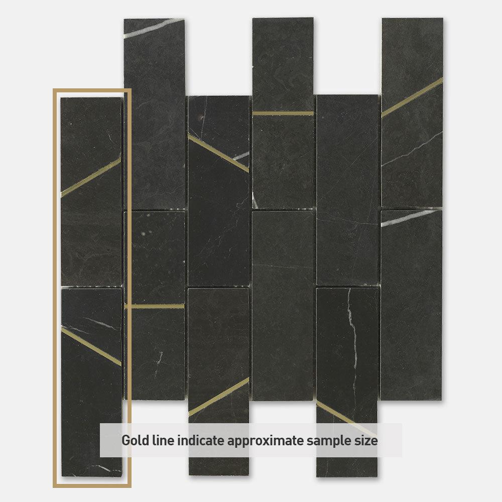 Fifth Ave Barres Nero Marquina Honed Marble Mosaics (per sheet) - Tile Lane
