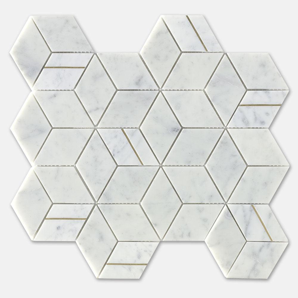 Fifth Ave Diamant Carrara Honed Marble Mosaics (per sheet) - Tile Lane