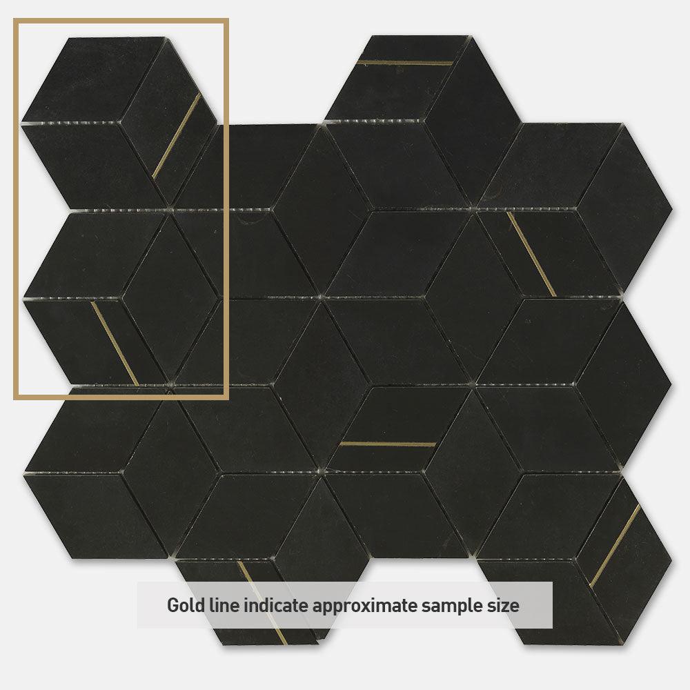 Fifth Ave Diamant Nero Marquina Honed Marble Mosaics (per sheet) - Tile Lane