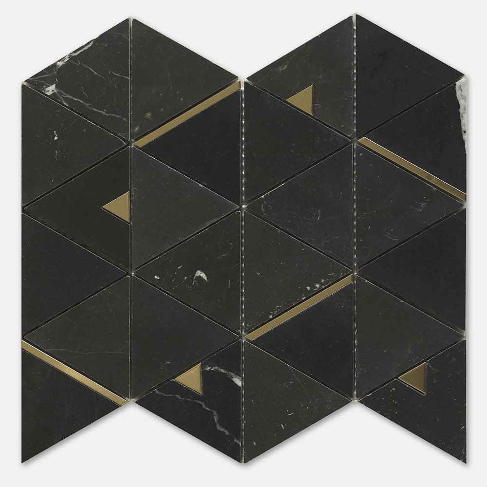 Fifth Ave Formes Nero Marquina Honed Marble Mosaics (per sheet) - Tile Lane