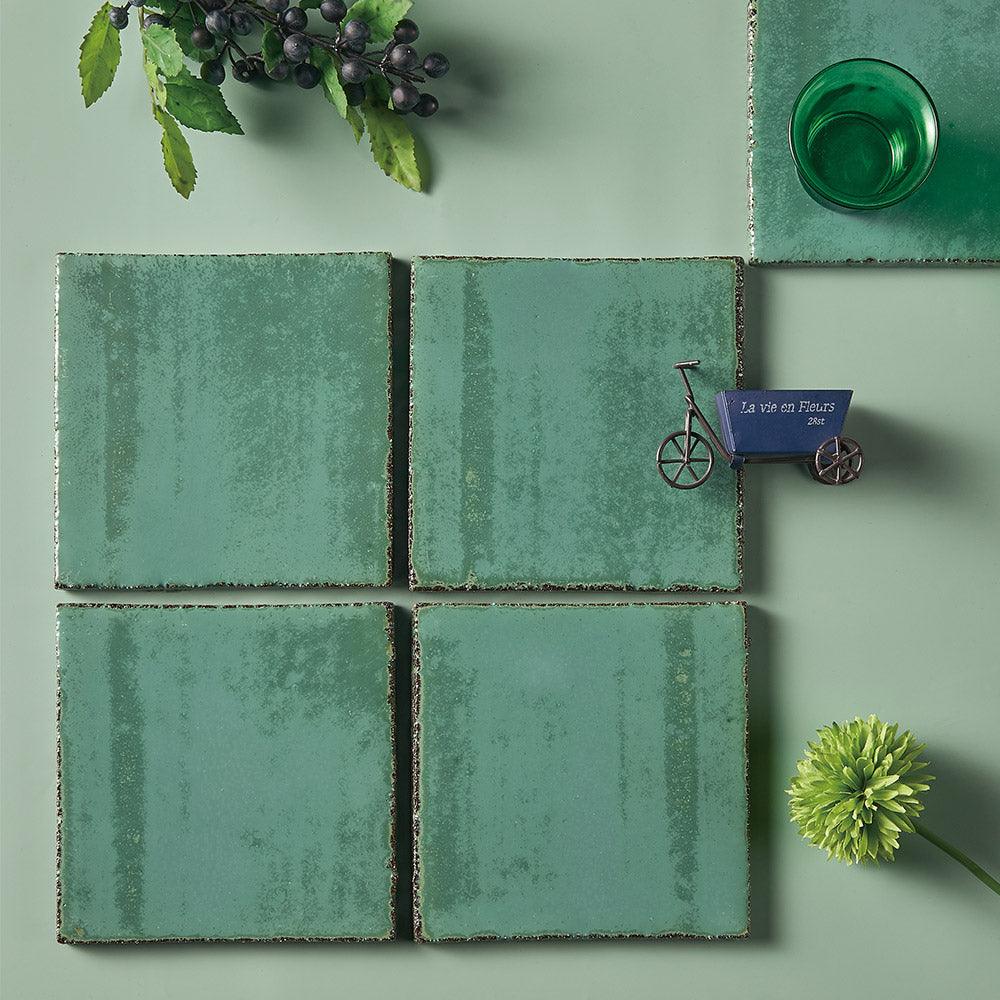Havana Teal 150x150 Hand Made Gloss Tile - Tile Lane