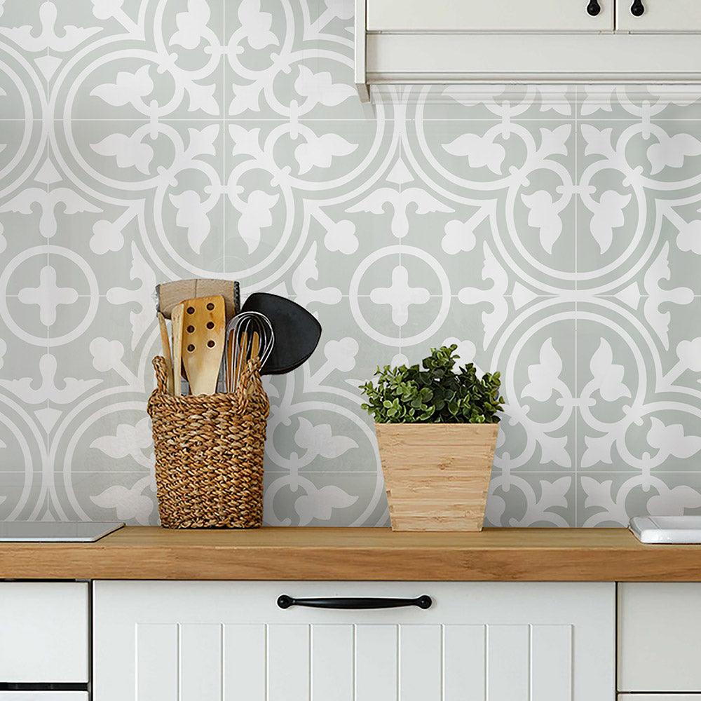 Heritage Aster Green Encaustic Look 200x200 Matt Tile - Tile Lane