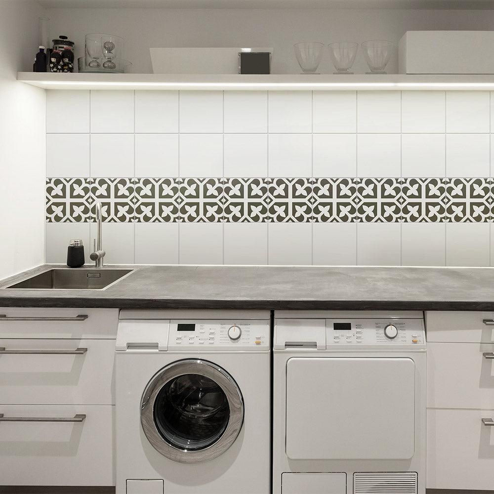 Heritage Lotus Black Encaustic Look 200x200 Matt Tile - Tile Lane