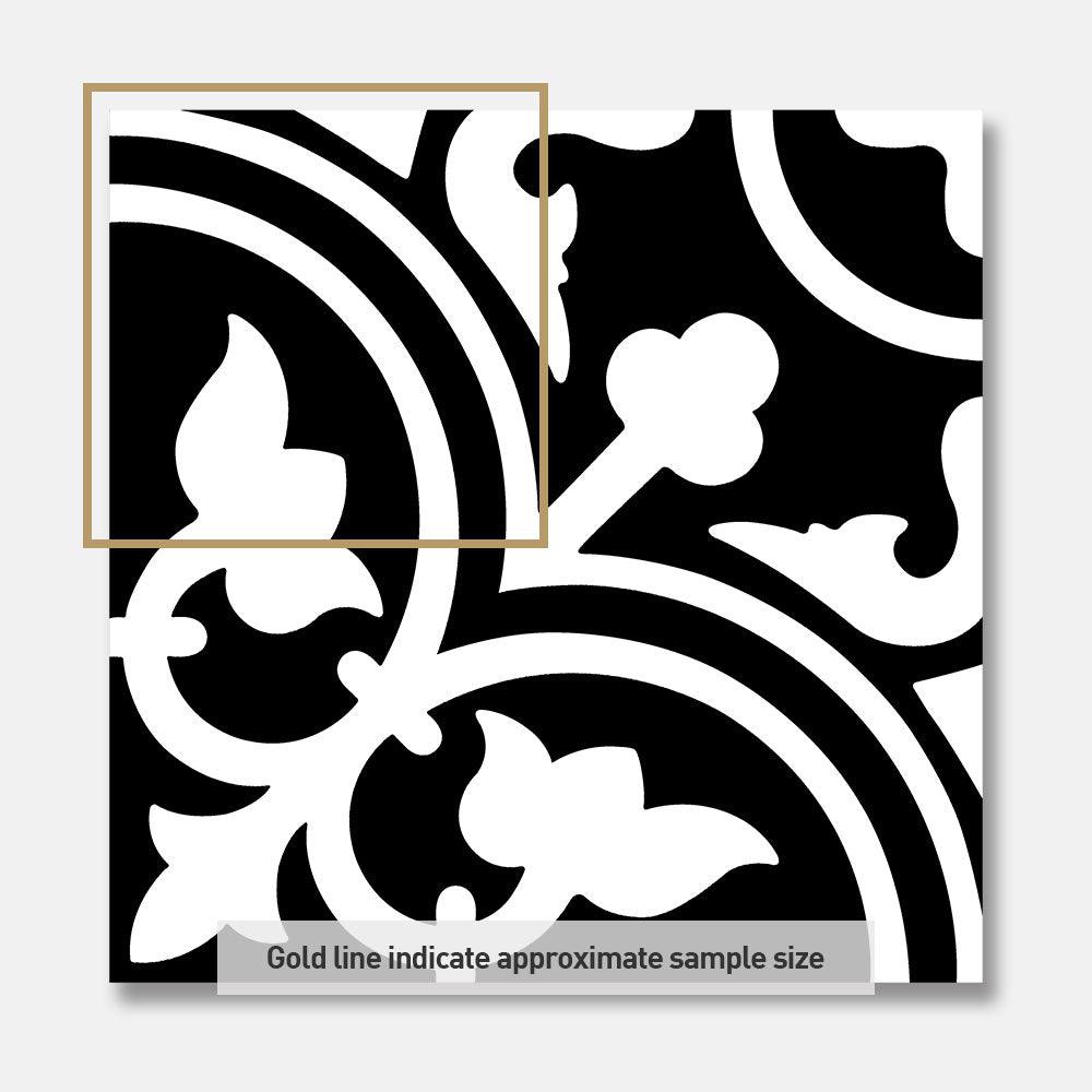 Heritage Aster Black Encaustic Look 200x200 Matt Tile - Tile Lane