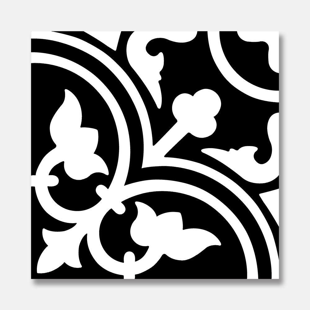 Heritage Aster Black Encaustic Look 200x200 Matt Tile - Tile Lane
