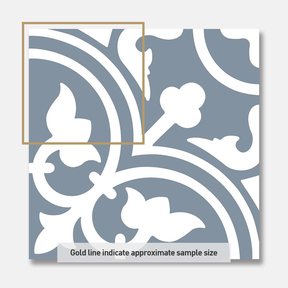 Heritage Aster Blue Encaustic Look 200x200 Matt Tile - Tile Lane