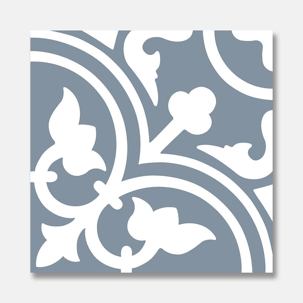Heritage Aster Blue Encaustic Look 200x200 Matt Tile - Tile Lane