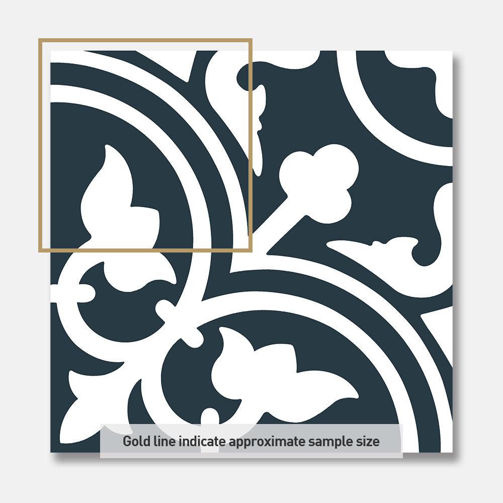 Heritage Aster Navy Encaustic Look 200x200 Matt Tile - Tile Lane