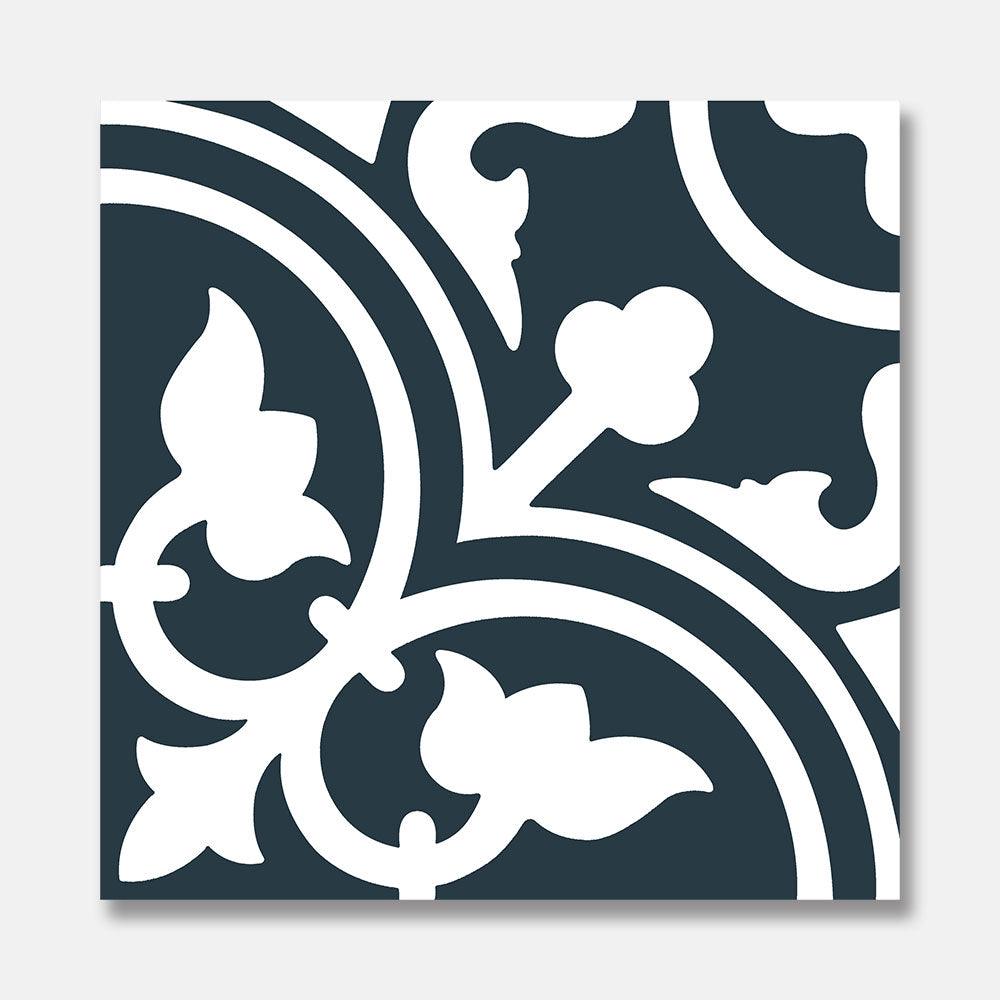 Heritage Aster Navy Encaustic Look 200x200 Matt Tile - Tile Lane