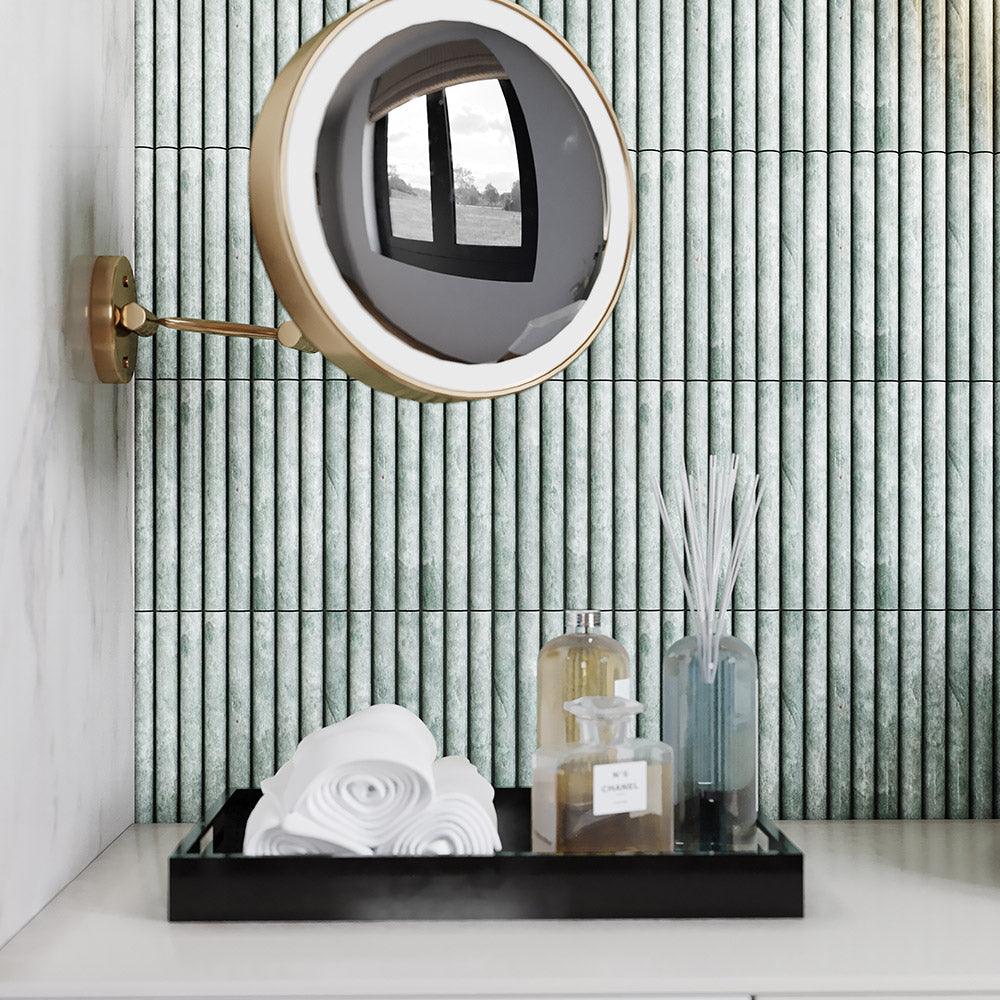 Athena Round Ming Green 152x15x12 Honed Marble Mosaics (per sheet) - Tile Lane