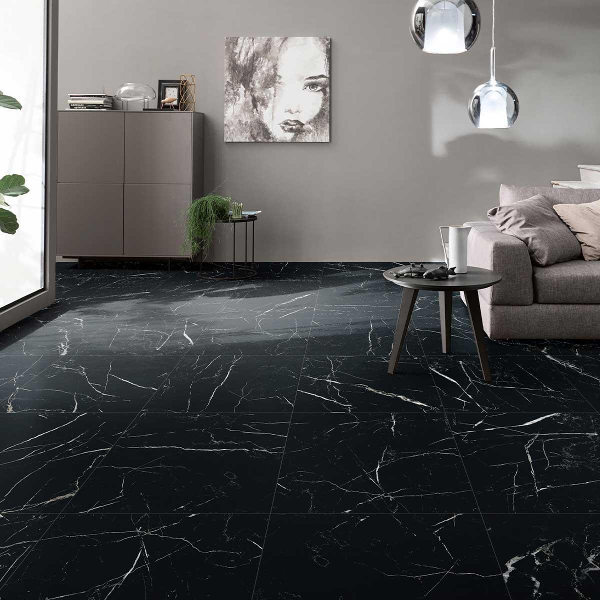Marbella Nero Marquina 600X600 Matt Porcelain Tile - Tile Lane