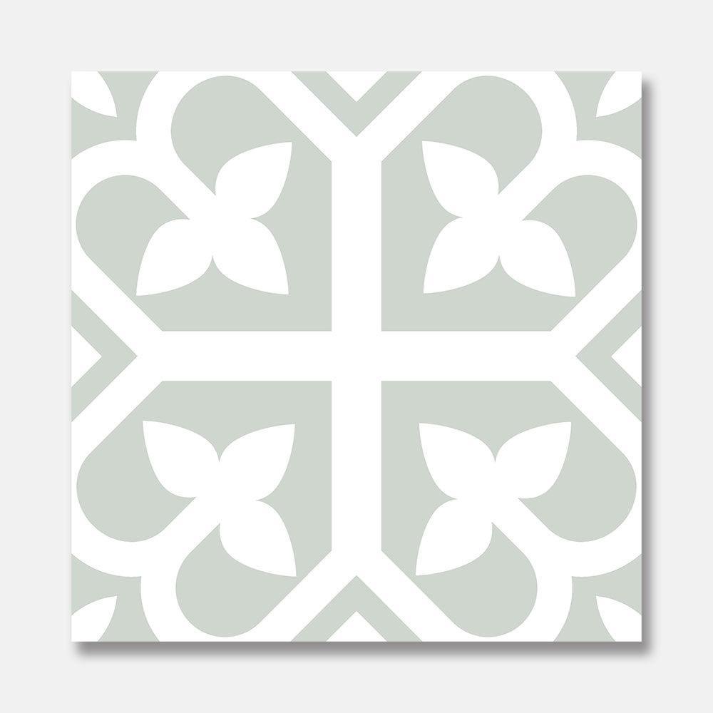 Heritage Lotus Green Encaustic Look 200x200 Matt Tile - Tile Lane