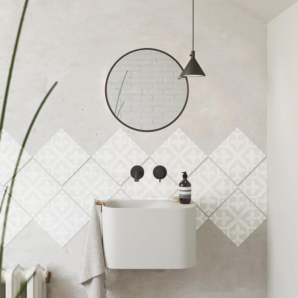 Heritage Lotus Green Encaustic Look 200x200 Matt Tile - Tile Lane