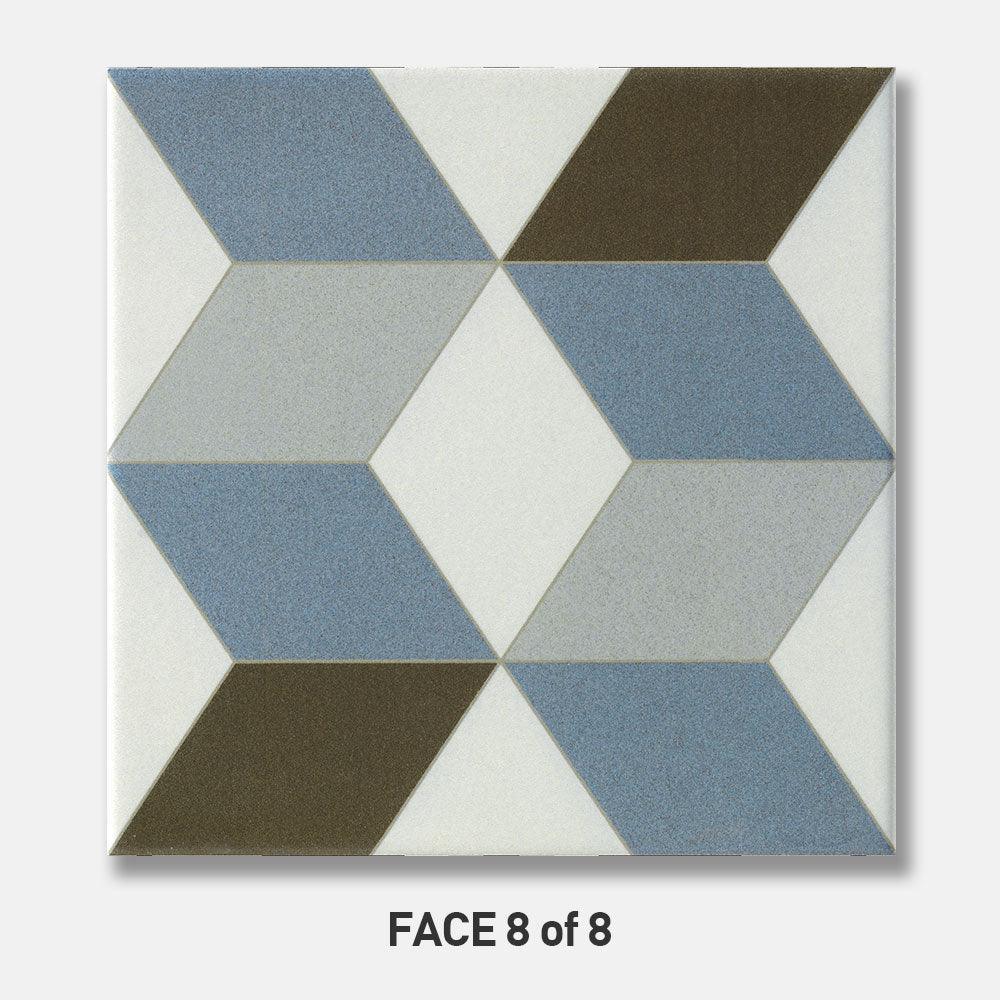 Heritage Octavia Blue Encaustic Look 200x200 Matt Tile - Tile Lane
