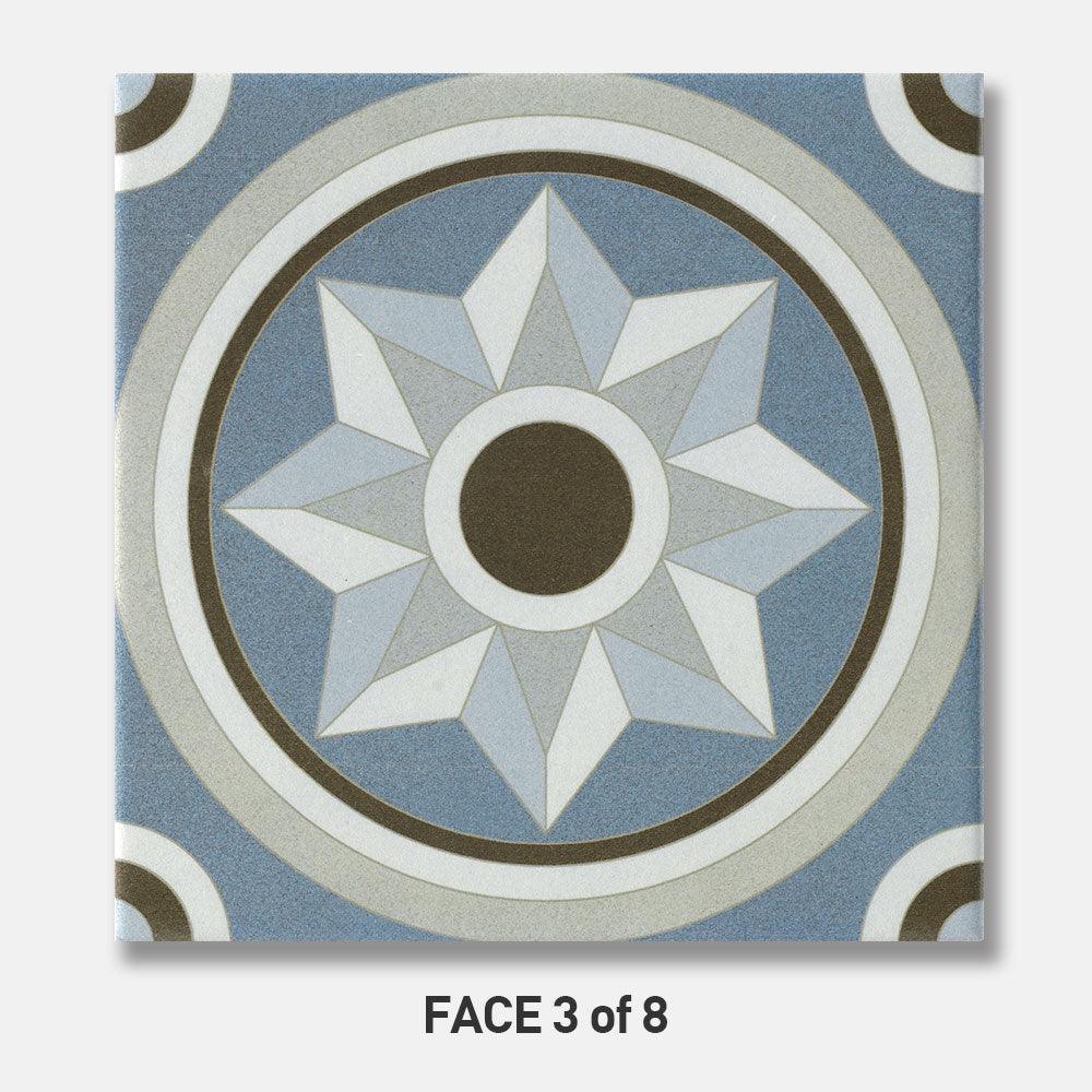 Heritage Octavia Blue Encaustic Look 200x200 Matt Tile - Tile Lane