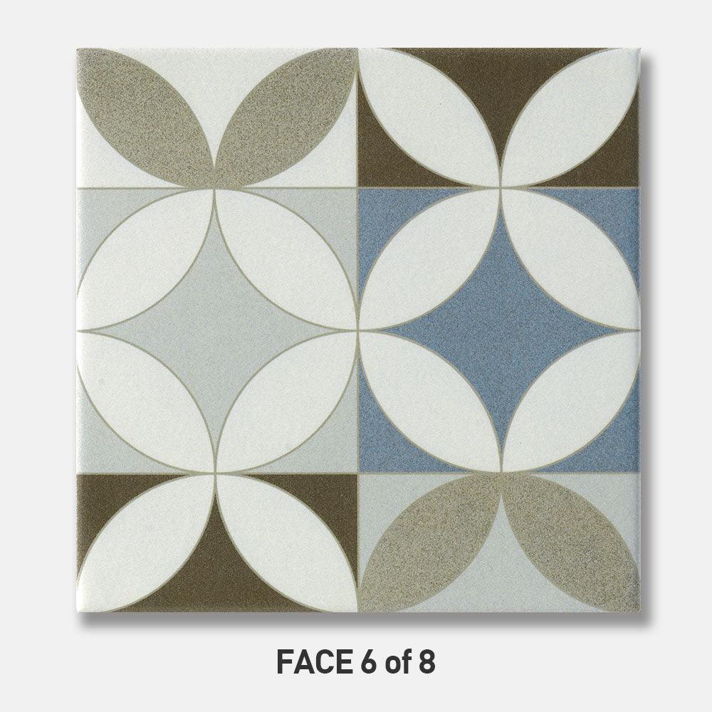 Heritage Octavia Blue Encaustic Look 200x200 Matt Tile - Tile Lane