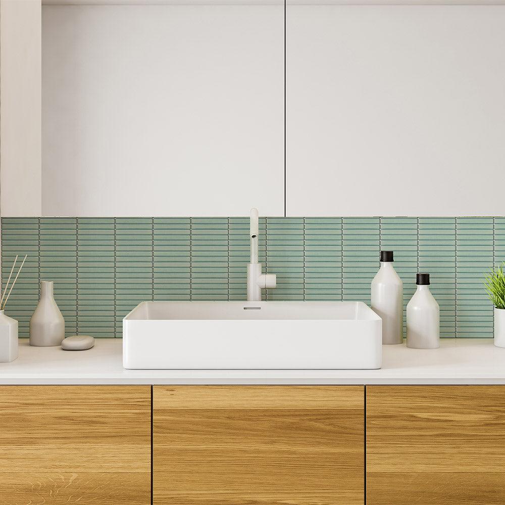 Kyoto Light Green Kit Kat Gloss Mosaic Tile - Tile Lane