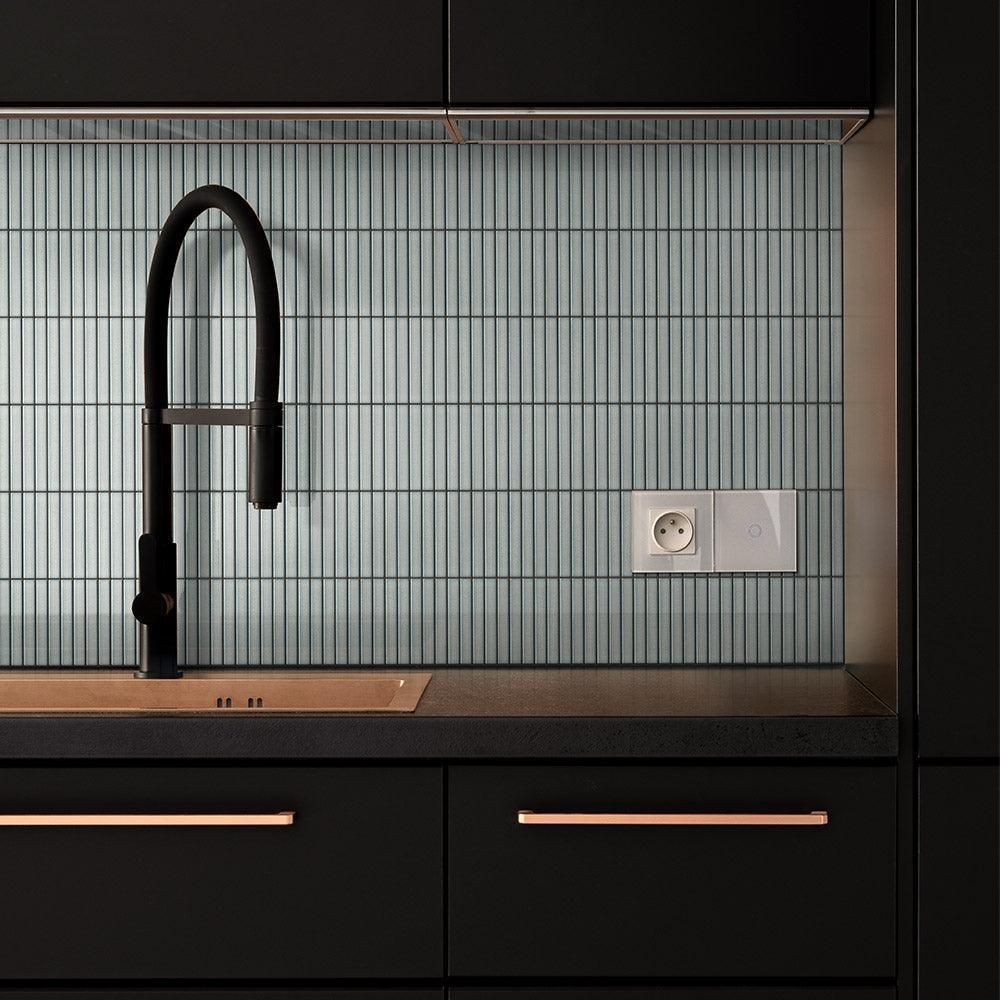 Kyoto Light Grey Kit Kat Gloss Mosaic Tile - Tile Lane