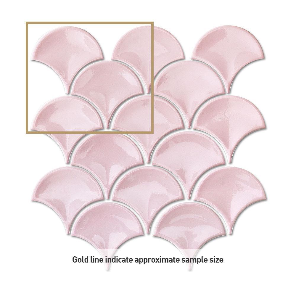 Marina Blush Pink Fish Scale Gloss Mosaic Tile - Tile Lane