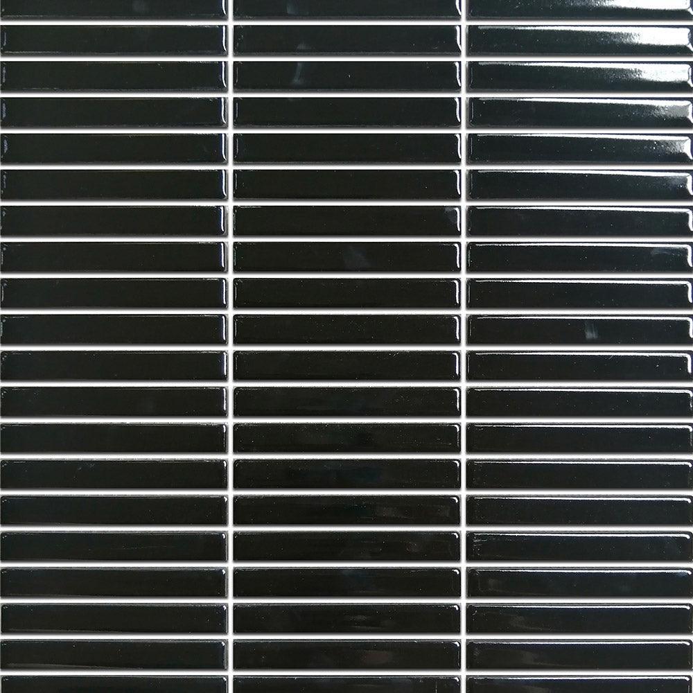Nara Black Kit Kat Gloss Mosaic Tile - Tile Lane