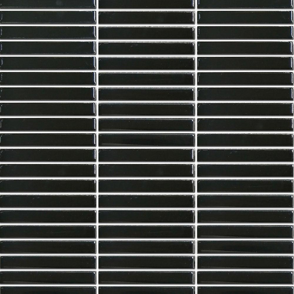 Nara Black Kit Kat Matt Mosaic Tile - Tile Lane