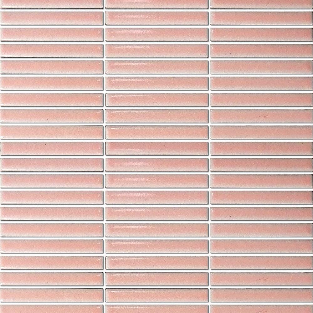 Nara Pink Kit Kat Gloss Mosaic Tile - Tile Lane