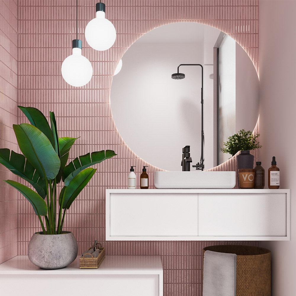 Nara Pink Kit Kat Gloss Mosaic Tile - Tile Lane