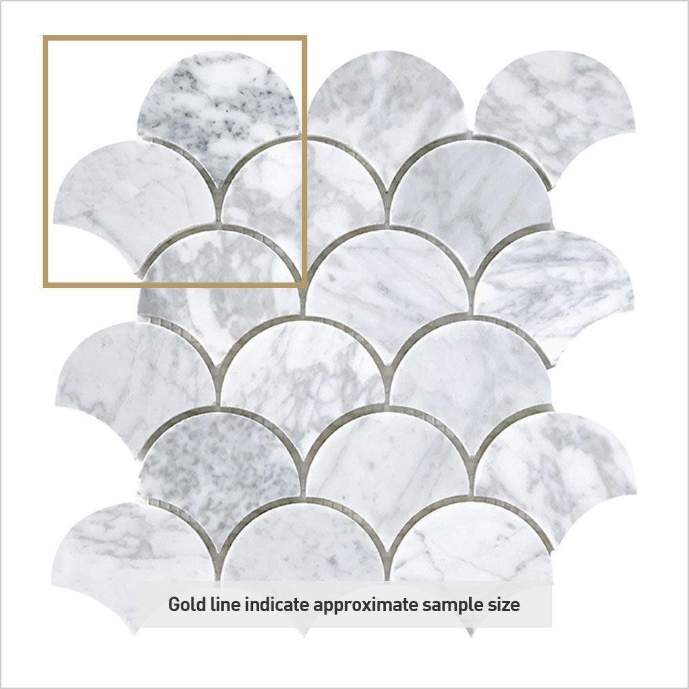 Ocean Carrara Fish Scale 80x70 Honed Marble Mosaic (per sheet) - Tile Lane