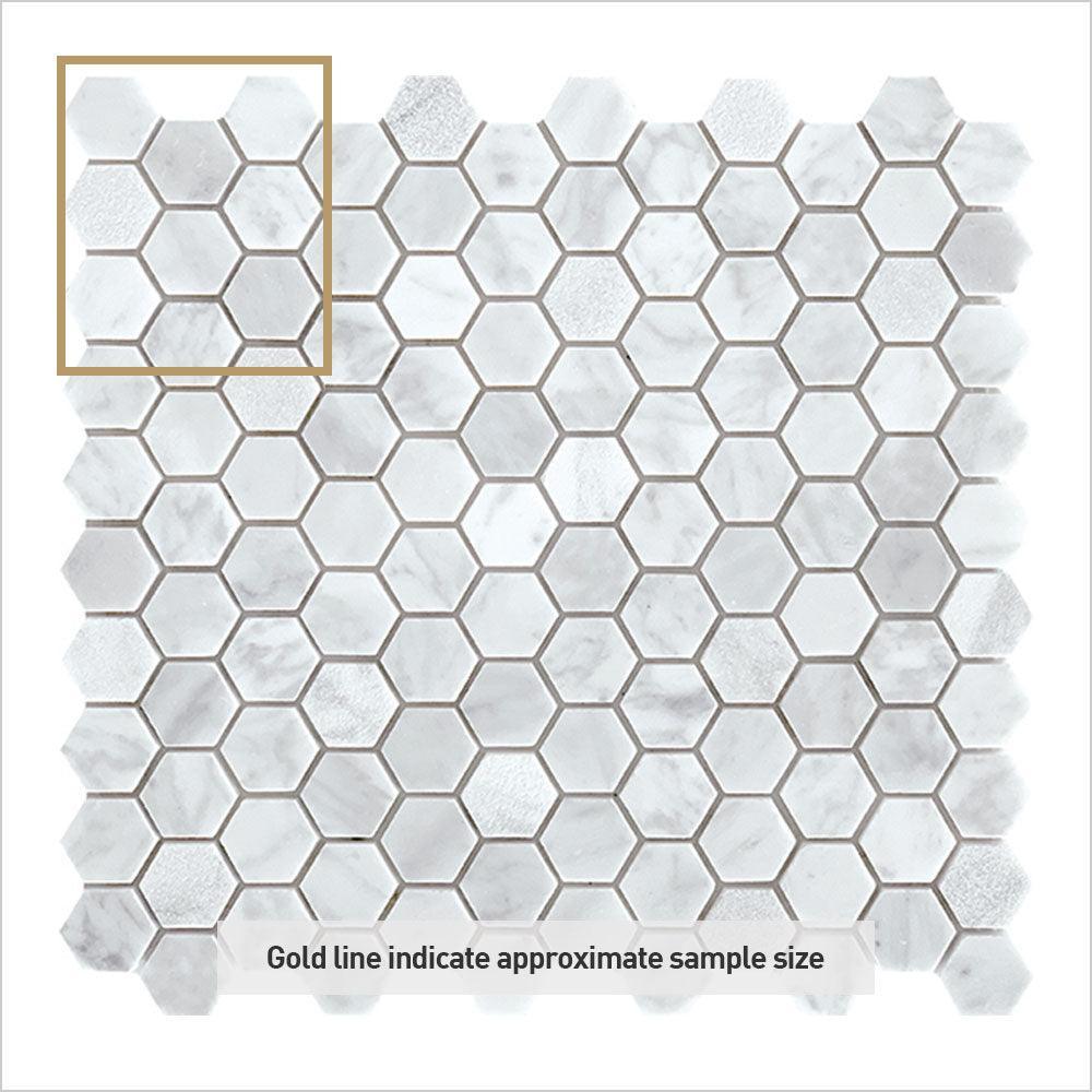 Ocean Carrara Small Hexagon 30x30 Honed Marble Mosaic (per sheet) - Tile Lane