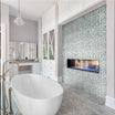 Ocean Green Small Herringbone 23x48x8 Honed Marble Mosaic (per sheet) - Tile Lane