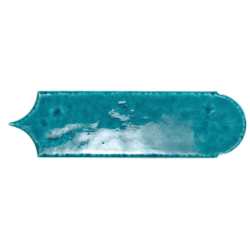 Olympus Sea Blue Feather 85x300 Hand Made Gloss Tile - Tile Lane