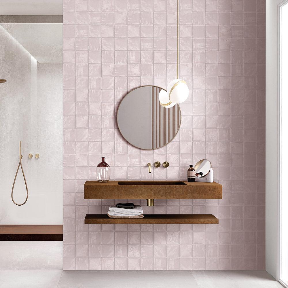 Santorini Blush Pink 100X100X9 Gloss Subway Tile - Tile Lane