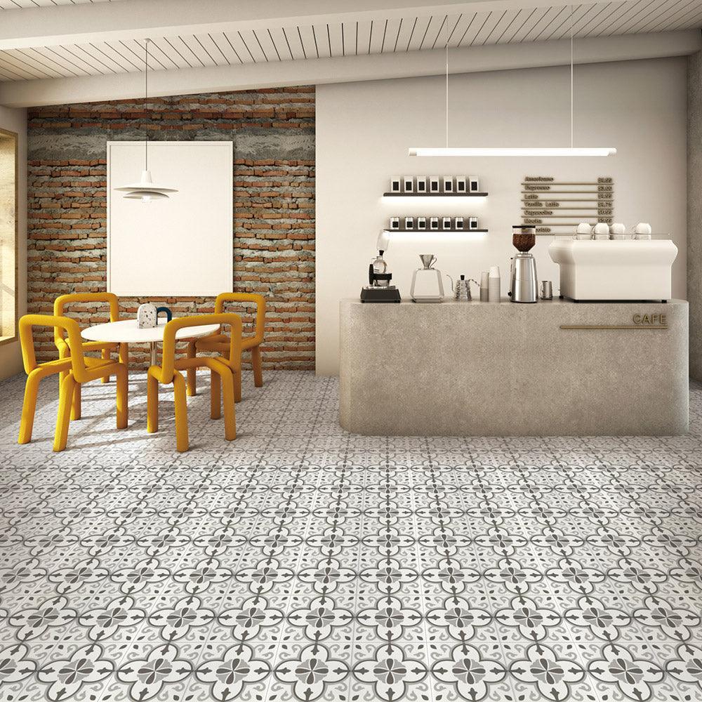 Somerset Brighton Encaustic Look 200x200 Matt Tile - Tile Lane